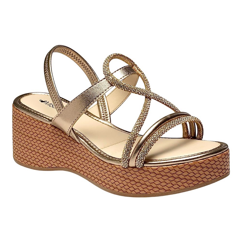 Sandália Mississipi Anabela MF501 Ouro Light