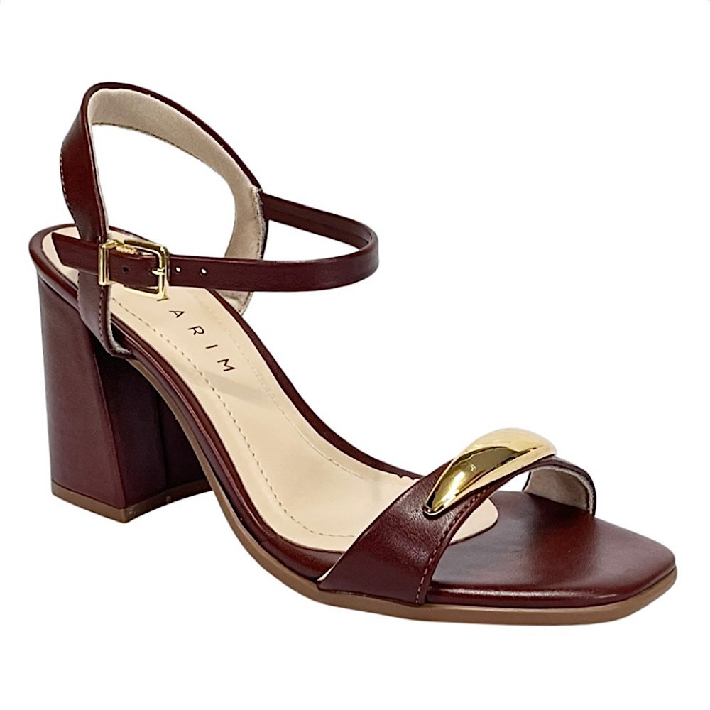 Sandália Ramarim Salto Bloco 2541202 Marrom Rum