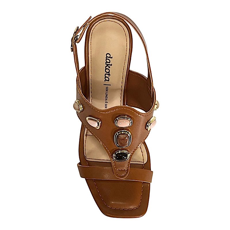 Sandália Dakota Salto Bloco Y9801 Caramelo Marrom 4