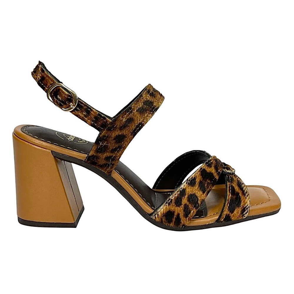Sandália Dakota Salto Bloco Y9992 Onça Clover Natural Animal Print 2