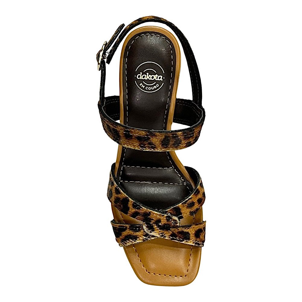 Sandália Dakota Salto Bloco Y9992 Onça Clover Natural Animal Print 4