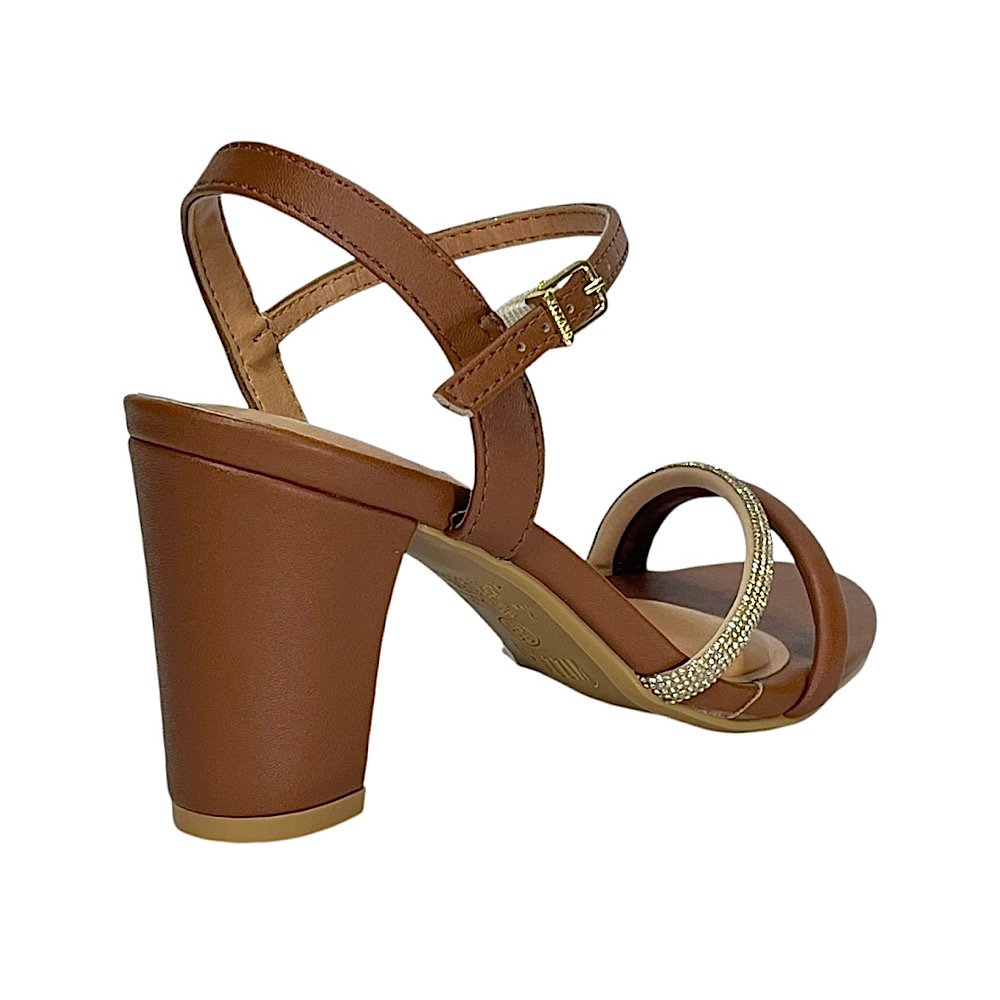 Sandália Vizzano Strass Salto Bloco 6262.1034 Marrom Mocca Marrom 5