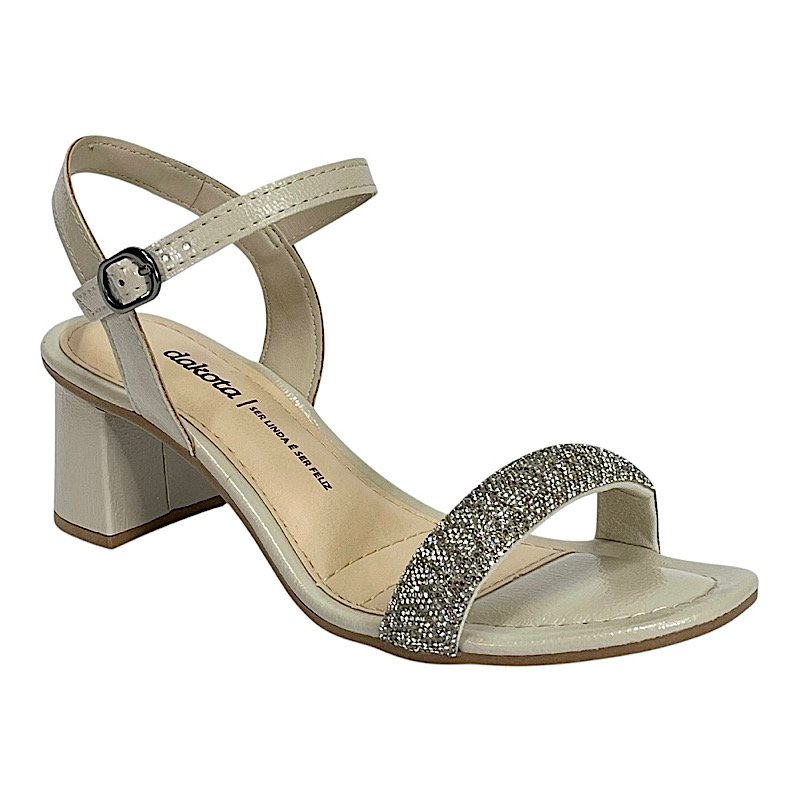 Sandália Dakota Salto Bloco Tira Cristal Y9741 Machiatto
