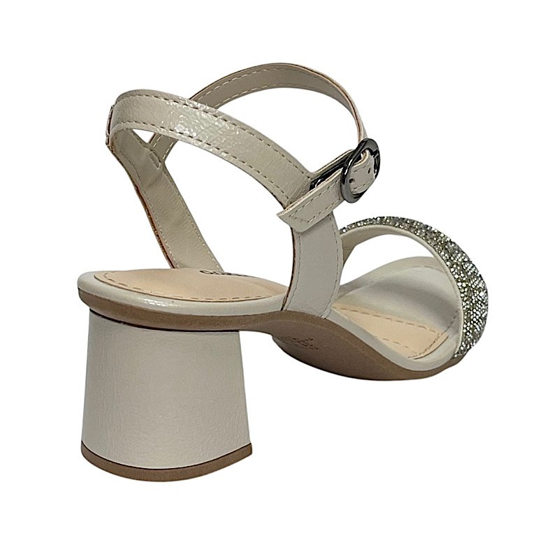 Sandália Dakota Salto Bloco Tira Cristal Y9741 Machiatto Bege 5