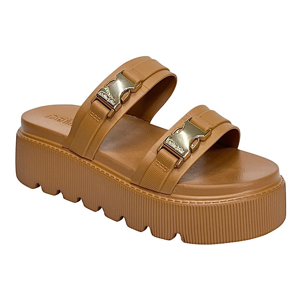 Tamanco Petite Jolie Pulse Flatform PJ7491 Doce de Leite