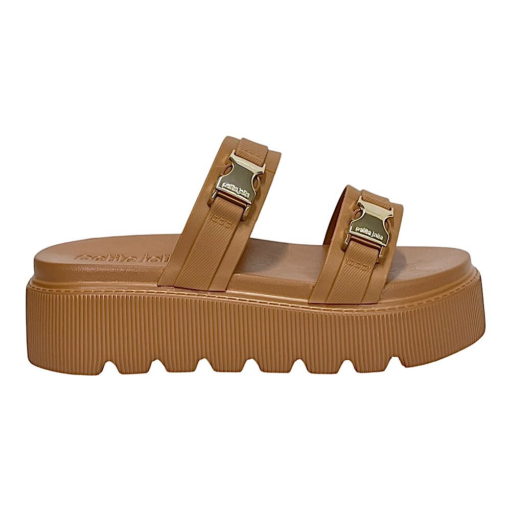 Tamanco Petite Jolie Pulse Flatform PJ7491 Doce de Leite Caramelo 2
