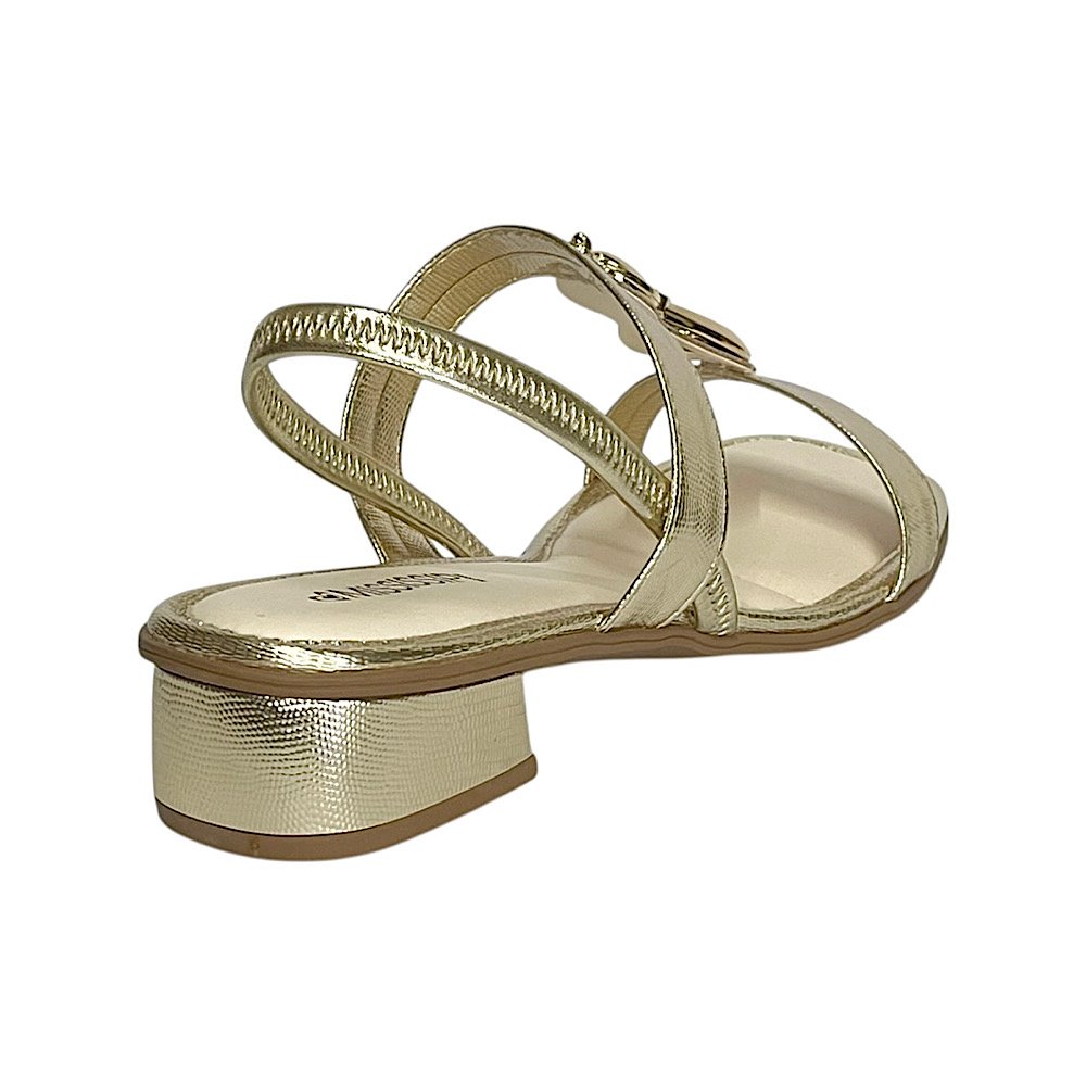 Sandália Mississipi Salto Bloco Baixo MF893 Ouro Light Dourado 5
