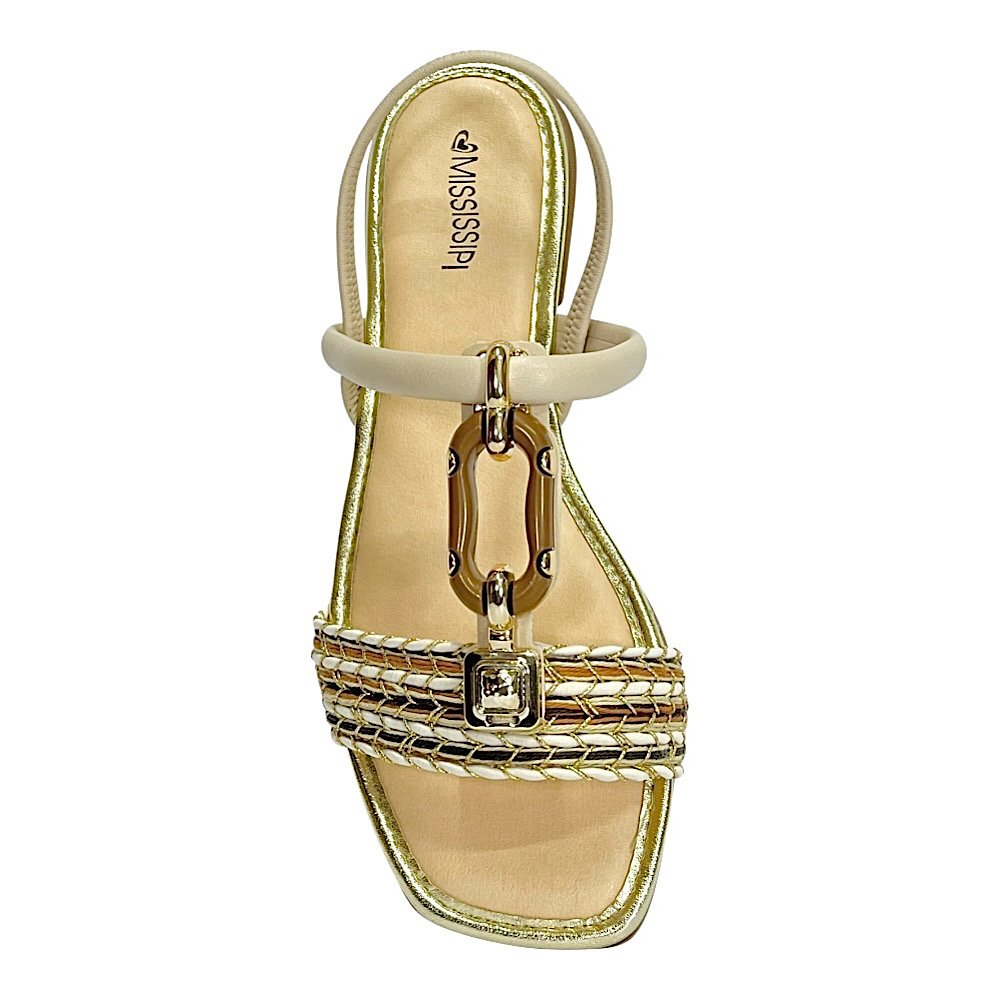 Sandália Mississipi Rasteira MF302 Cotton/Caramelo Branco 4