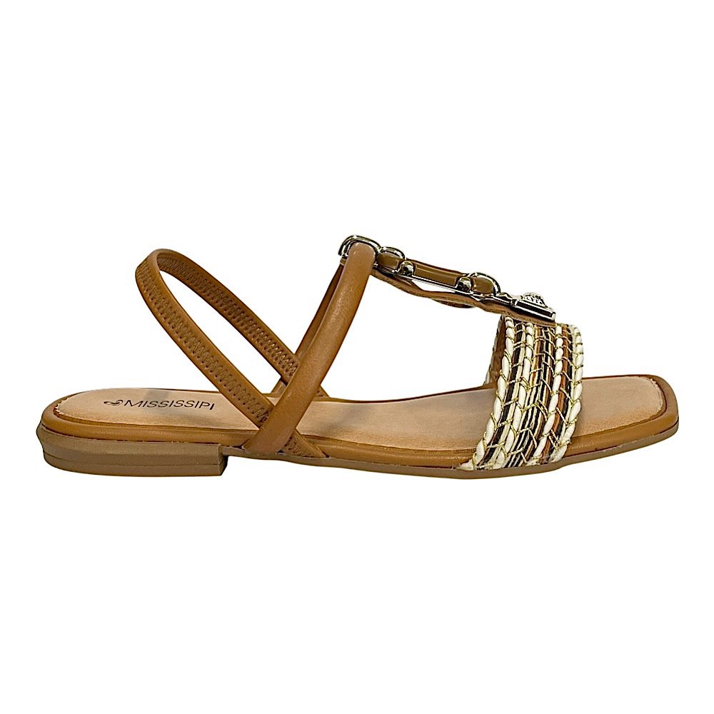 Sandália Mississipi Rasteira MF302 Caramelo Marrom 2