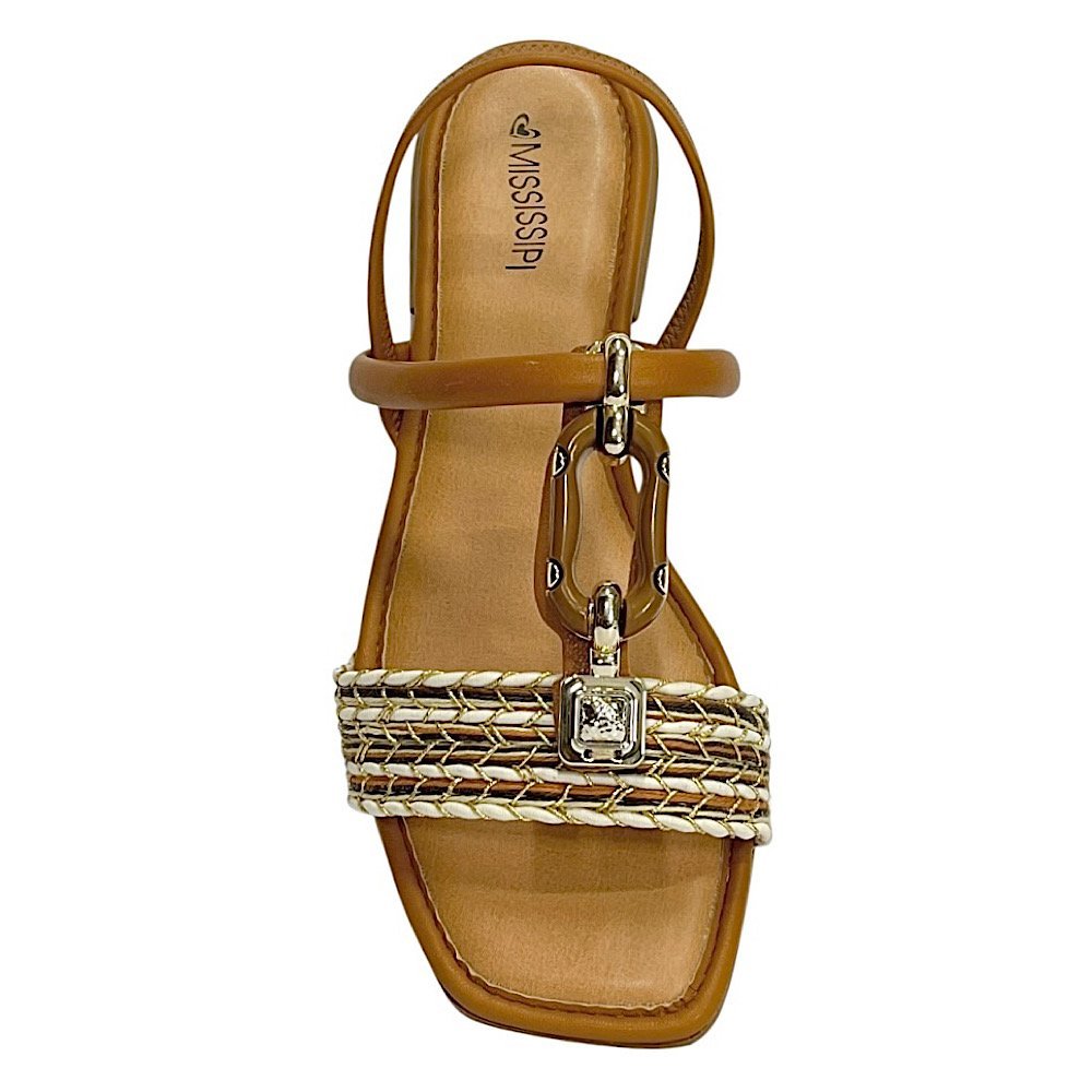 Sandália Mississipi Rasteira MF302 Caramelo Marrom 4