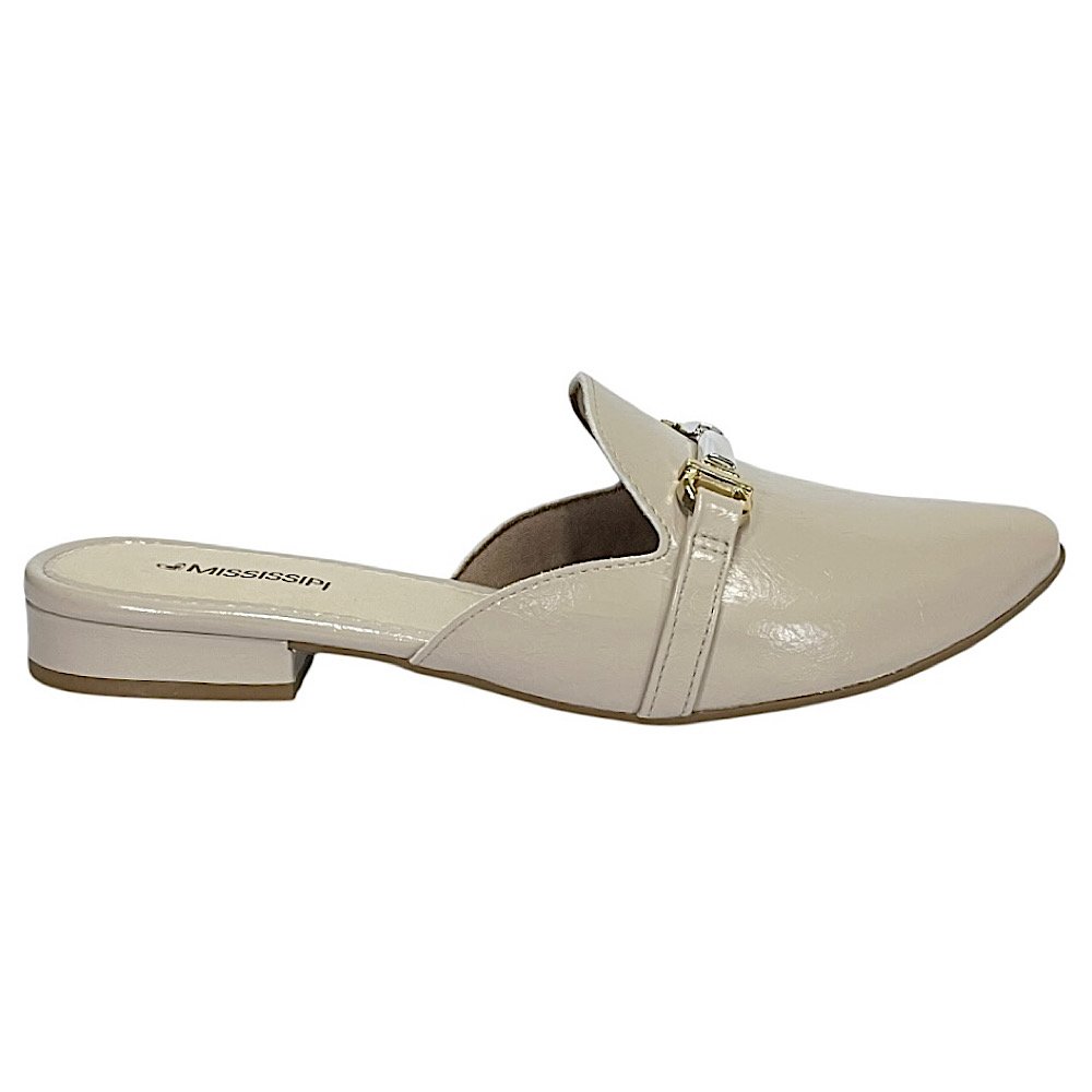 Mule Mississipi Casual Bico Fino MF553 Marfim Branco 2