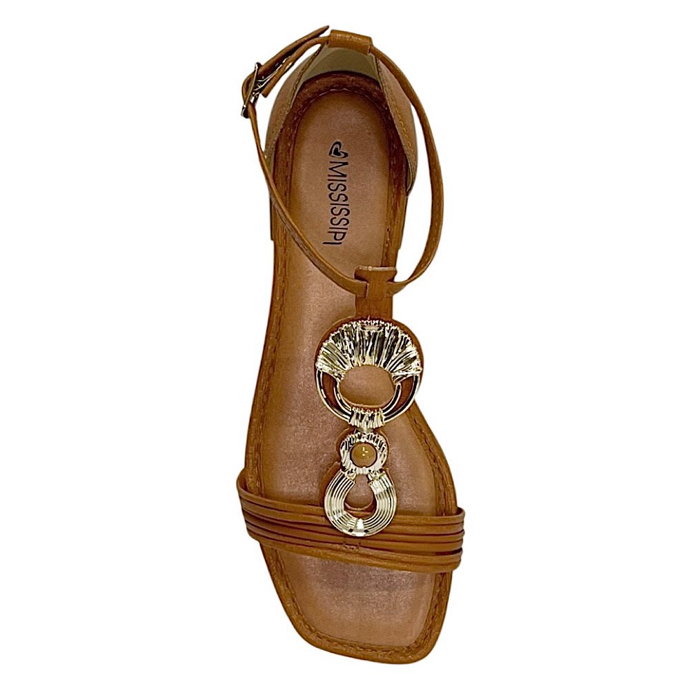 Sandália Mississipi Rasteira MF013 Camel Marrom 4