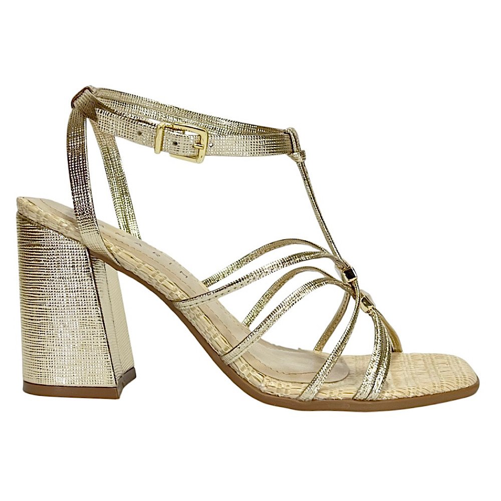 Sandália Ramarim Salto Bloco 2541204 Dourada Dourado 2