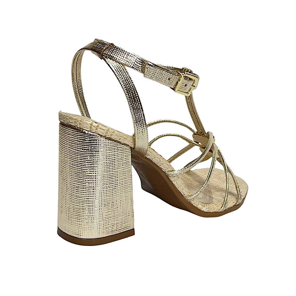Sandália Ramarim Salto Bloco 2541204 Dourada Dourado 5