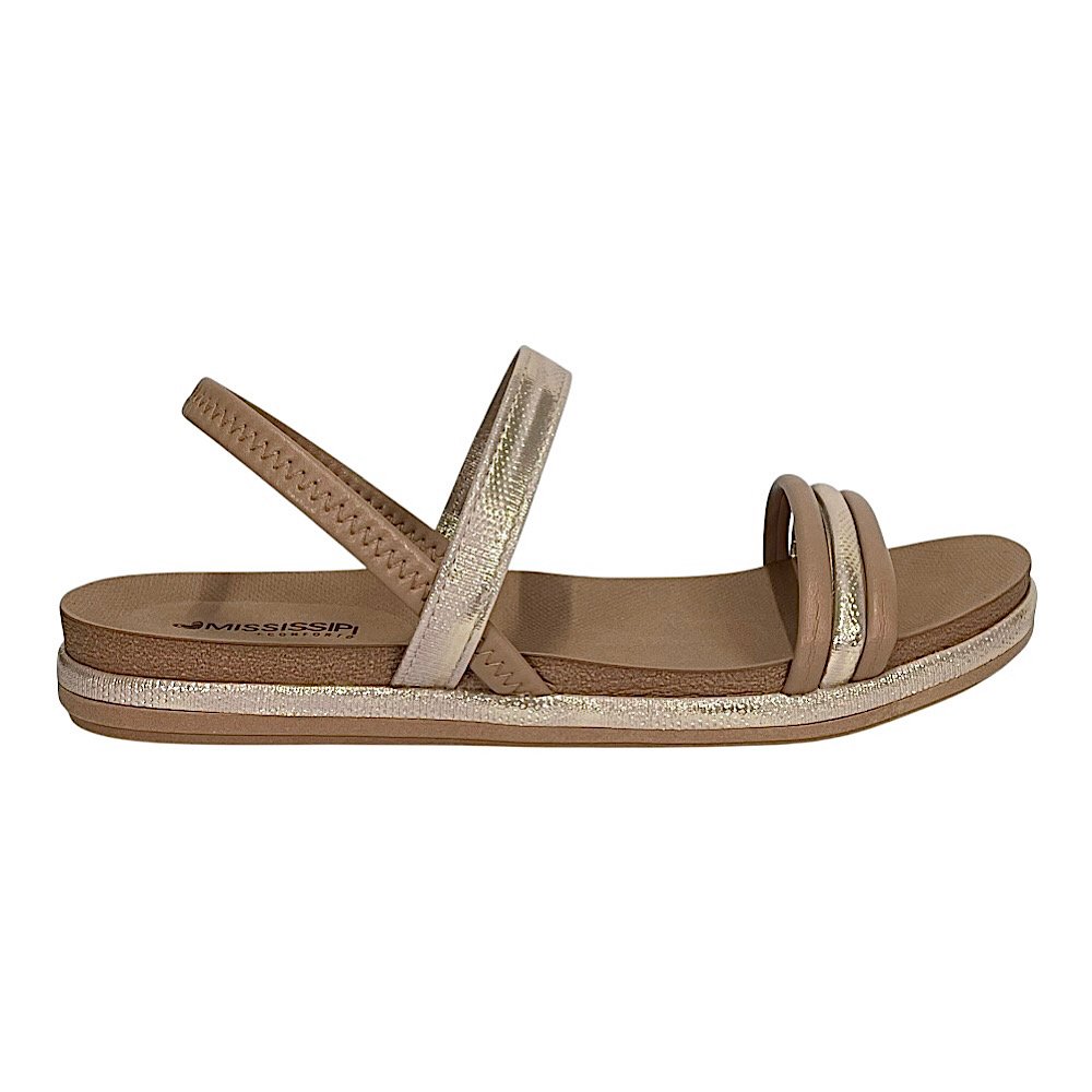 Sandália Mississipi Flatform MF454 Mocca Marrom/Dourado 2