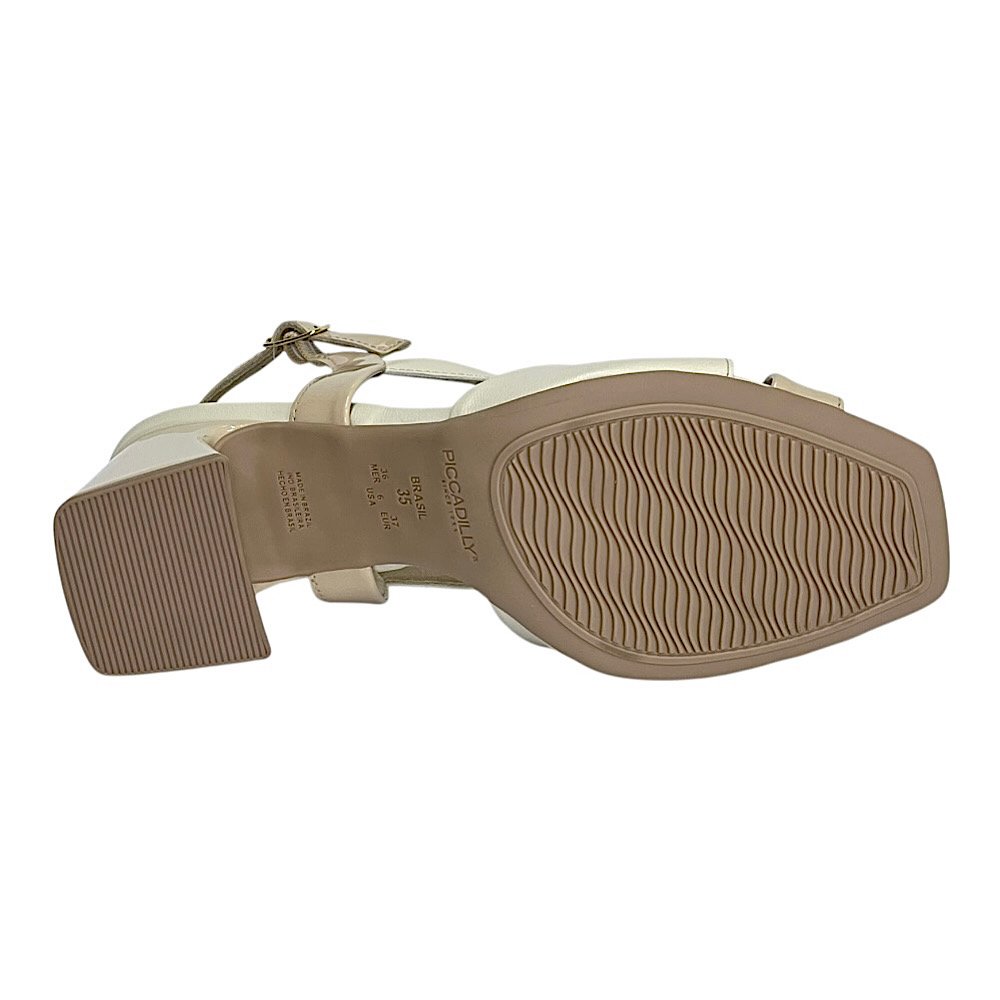 Sandália Piccadilly Flavia Salto Alto 626052 Off White/Brule Off White 6