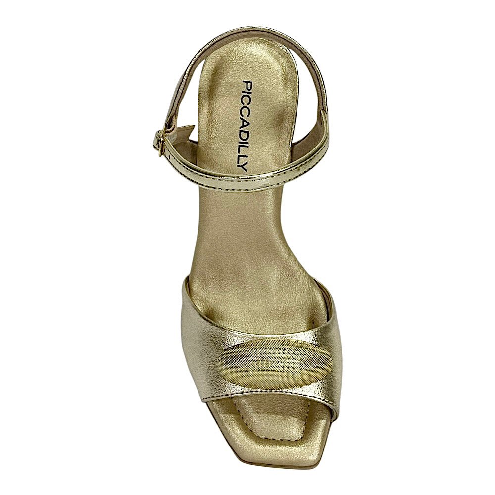 Sandália Piccadilly Salto Bloco Flavia 626053 Ouro Dourado 4