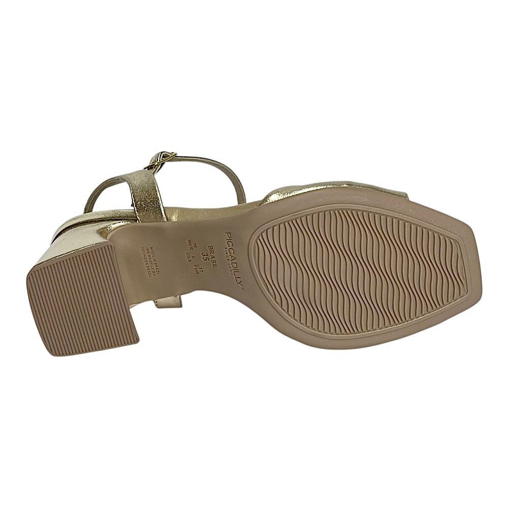 Sandália Piccadilly Salto Bloco Flavia 626053 Ouro Dourado 6