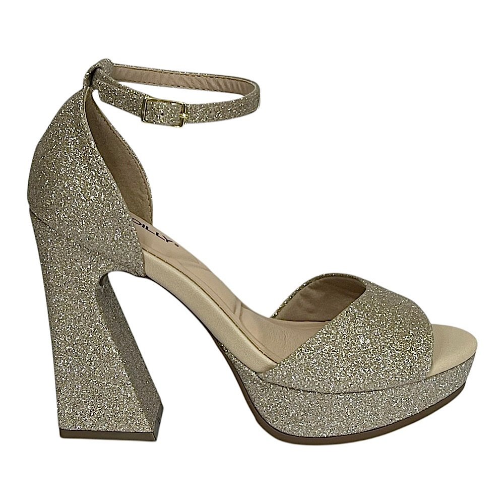 Sandália Piccadilly Salto Alto Glitter 818016 Champagne Champagne 2