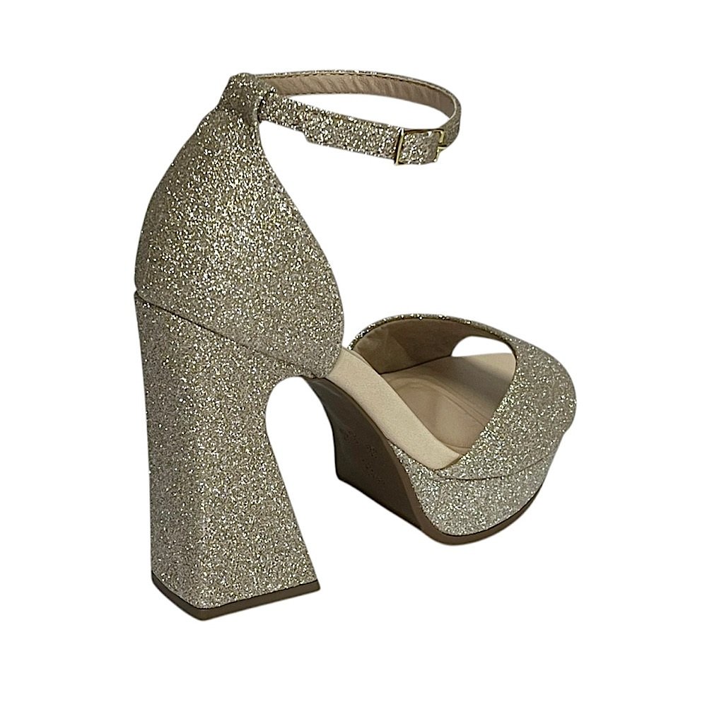 Sandália Piccadilly Salto Alto Glitter 818016 Champagne Champagne 5