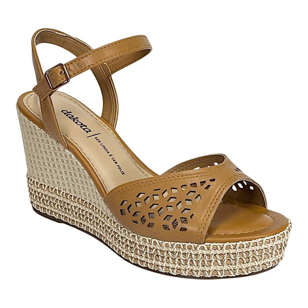 Sandália Dakota Anabela Tramada Y9872 Caramelo