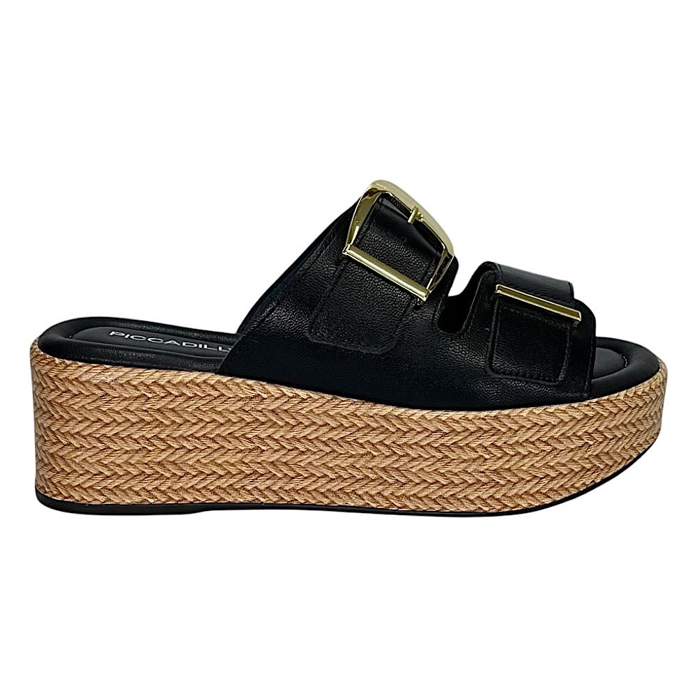 Tamanco Piccadilly Leia Wide Fit Anabela 485004 Preto Preto 2