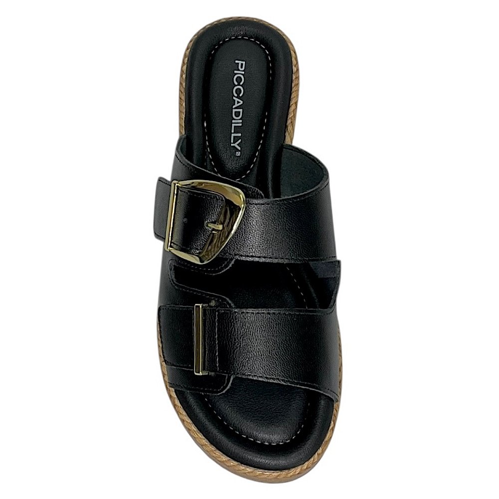 Tamanco Piccadilly Leia Wide Fit Anabela 485004 Preto Preto 4