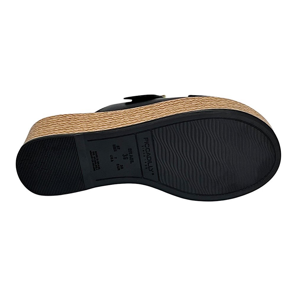 Tamanco Piccadilly Leia Wide Fit Anabela 485004 Preto Preto 5