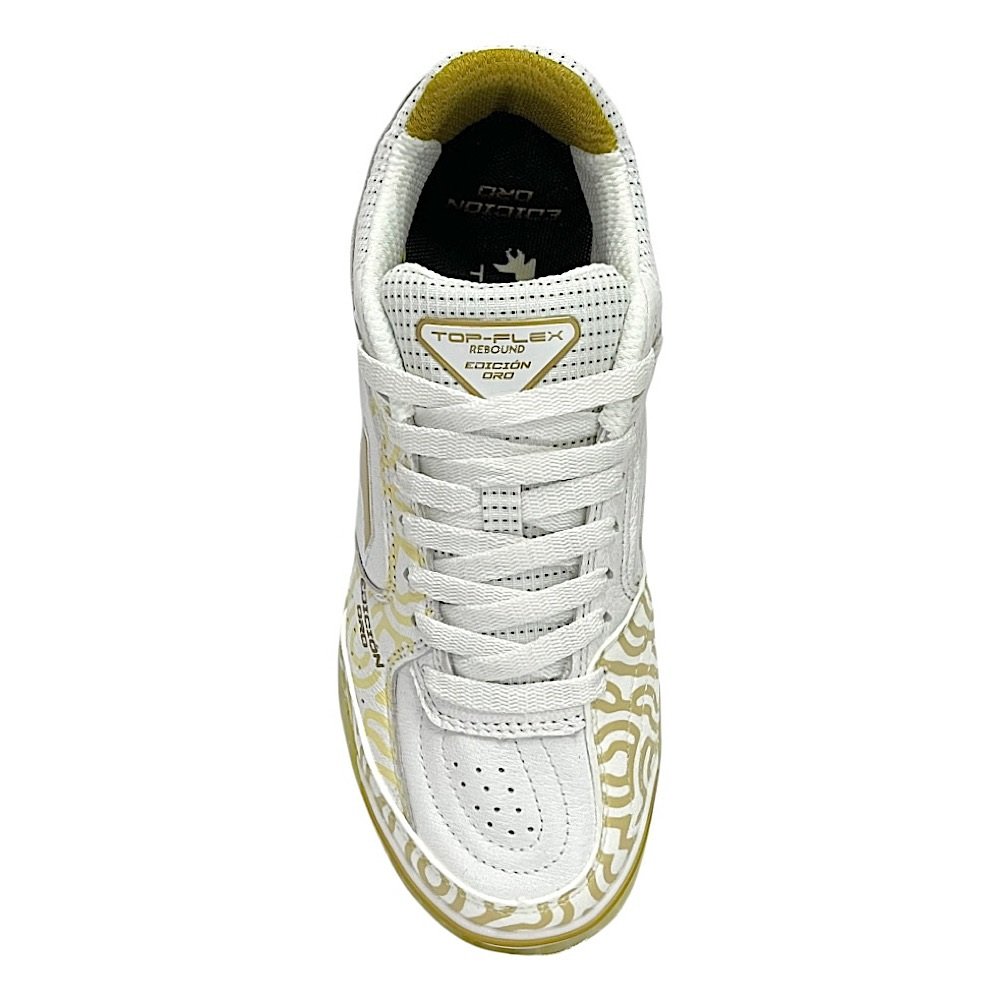 Chuteira Joma Futsal Top Flex Rebound TORW2572IN Edição Ouro Branco/Dourado 4