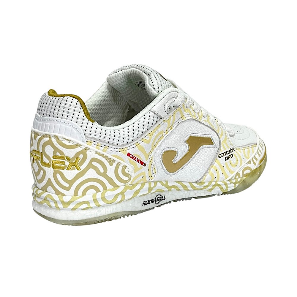 Chuteira Joma Futsal Top Flex Rebound TORW2572IN Edição Ouro Branco/Dourado 5