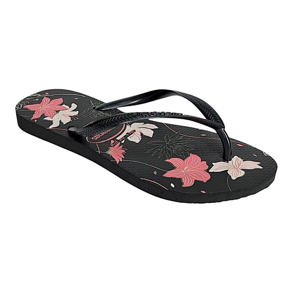 Chinelo Havaianas Slim Organic Floral 4132823 Preto Preto 2