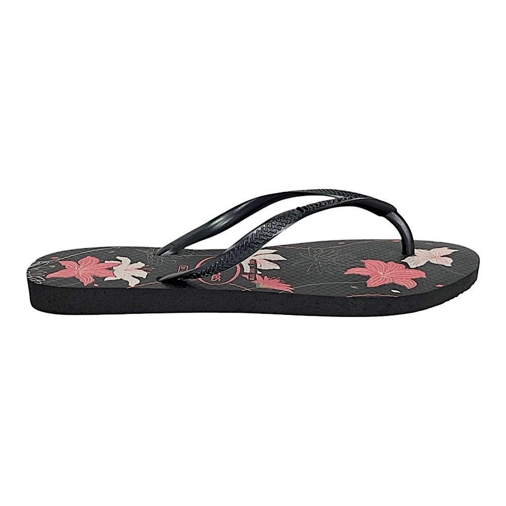 Chinelo Havaianas Slim Organic Floral 4132823 Preto Preto 3