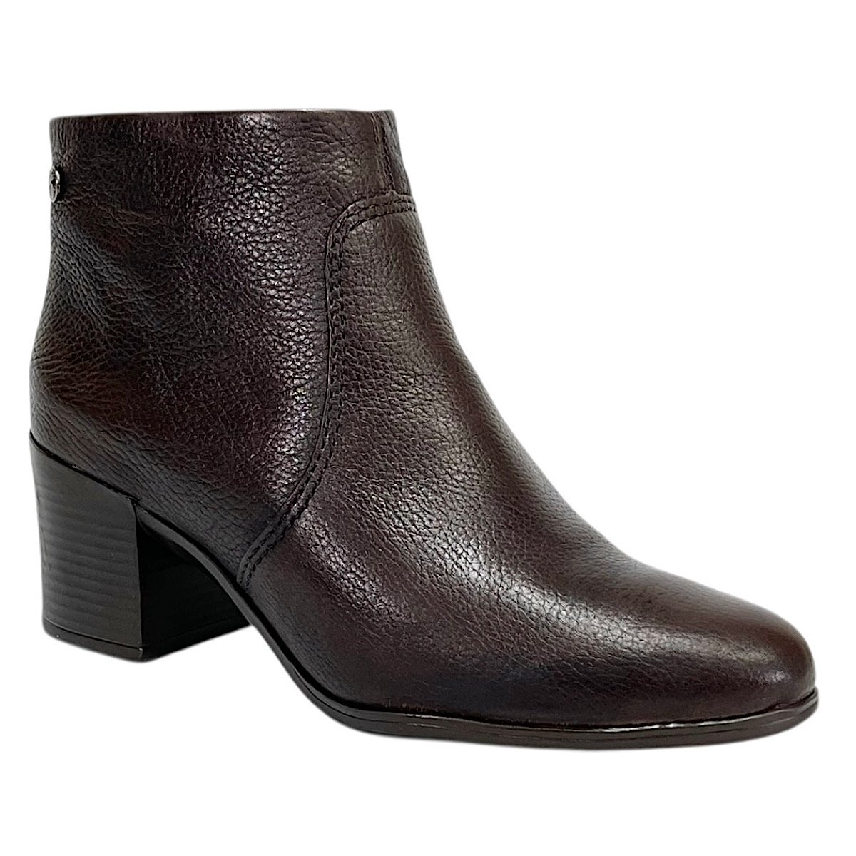 Bota Bottero Cano Baixo Salto Bloco em Couro 346901 Marrom