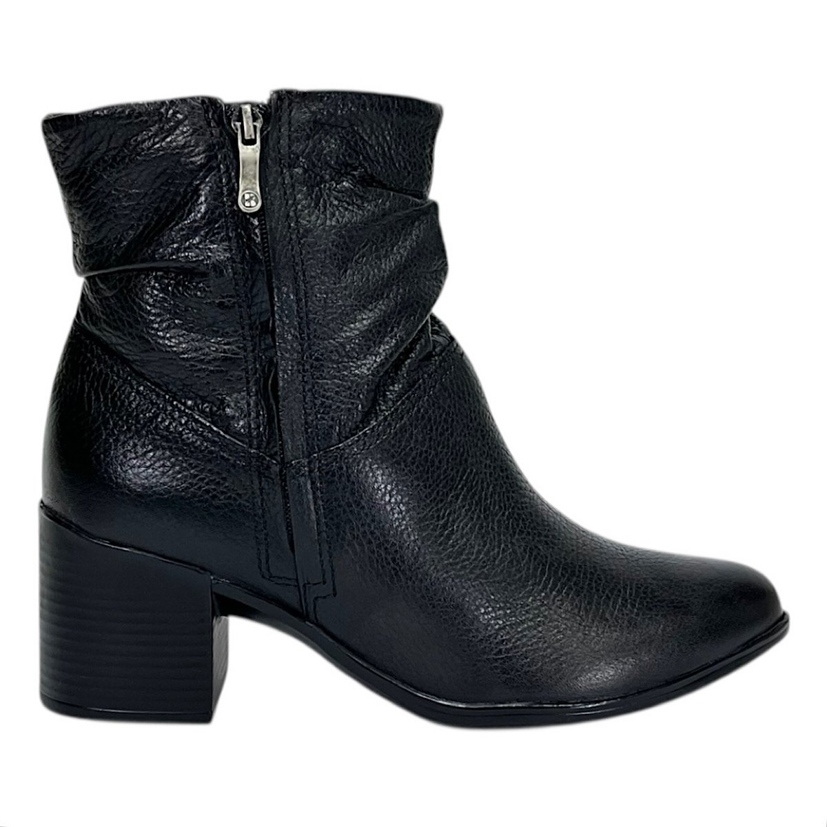 Bota Bottero Slouchy Cano Baixo em Couro 346907 Preto Preto 2