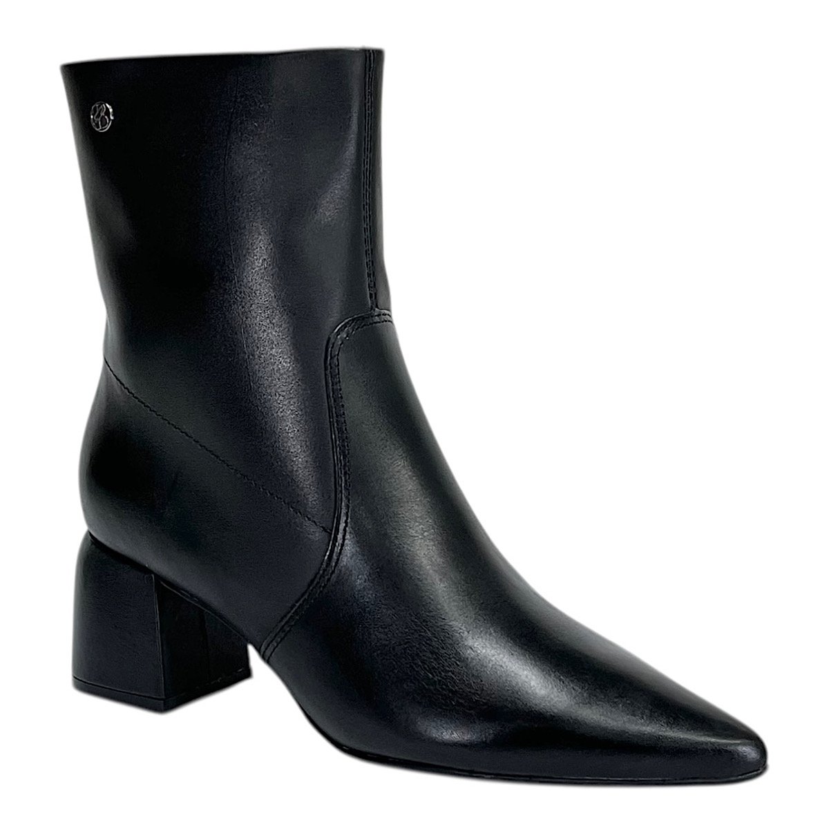 Bota Bottero Cano Curto Bico Fino em Couro 362102 Preto
