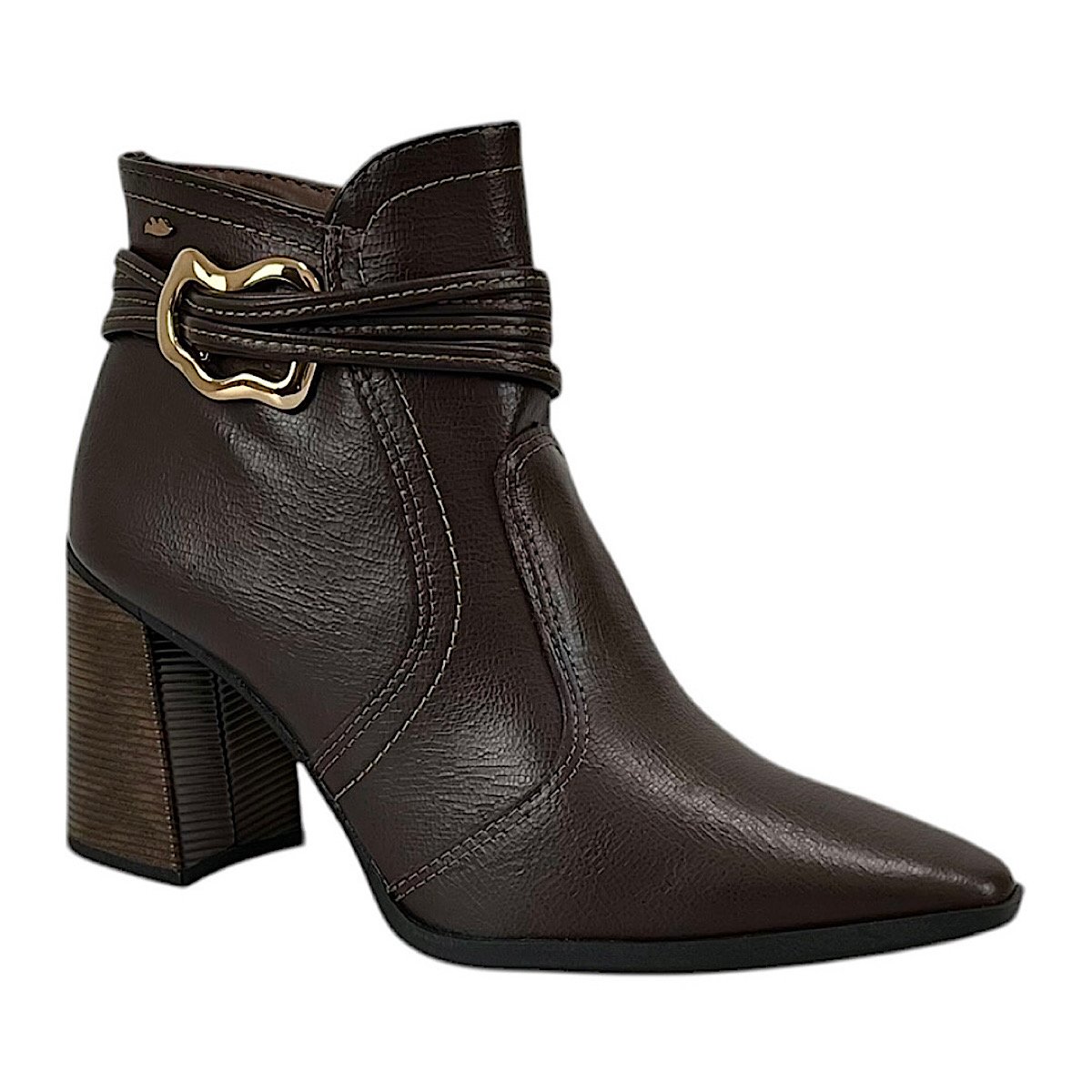 Bota Dakota Ankle Boot Salto Bloco D2393 Marrom Marrom 1