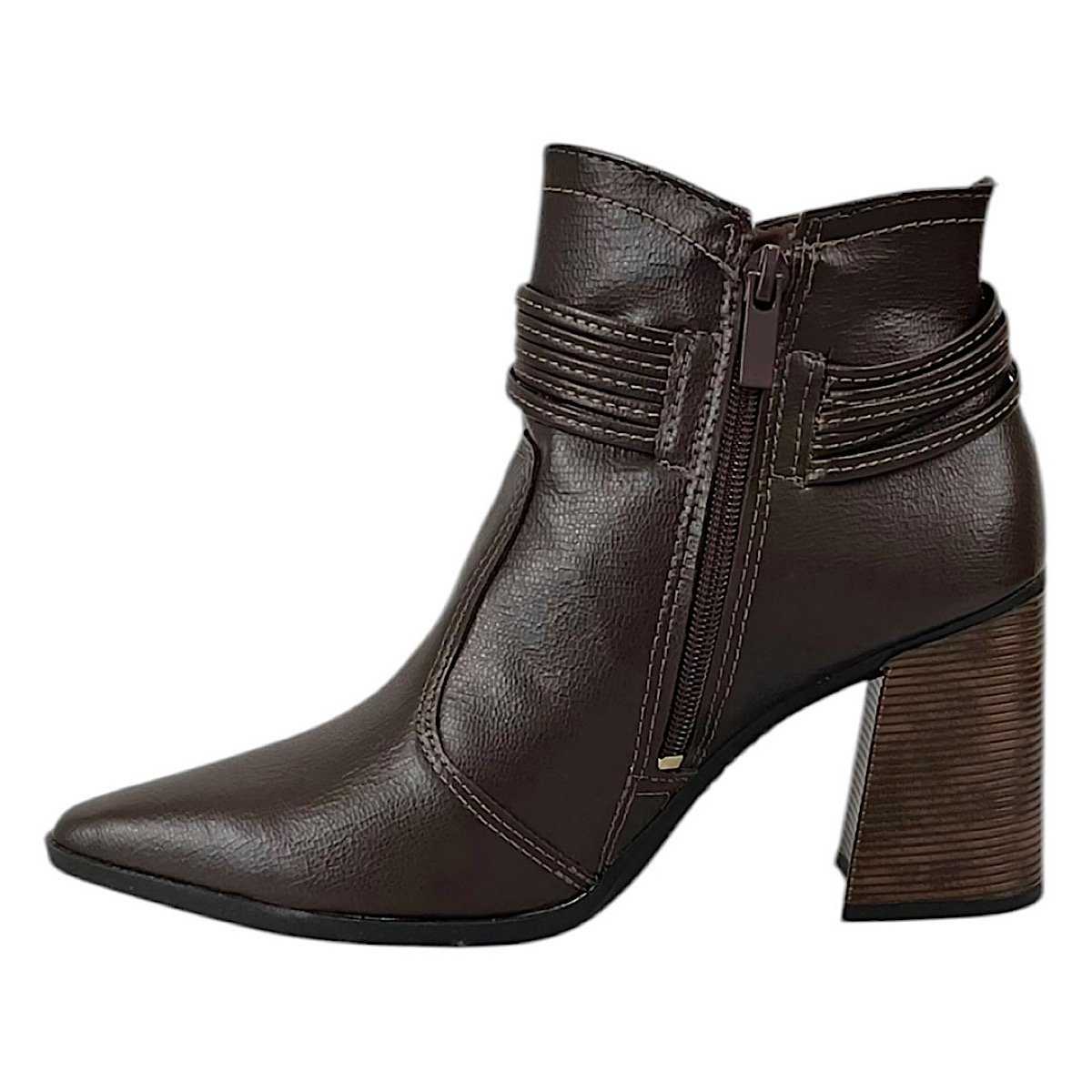 Bota Dakota Ankle Boot Salto Bloco D2393 Marrom Marrom 3