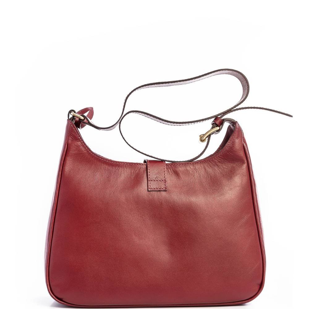 Bolsa Shoulder Leopoldine Vinho com Azul em Couro Legítimo Azul/Marrom 3