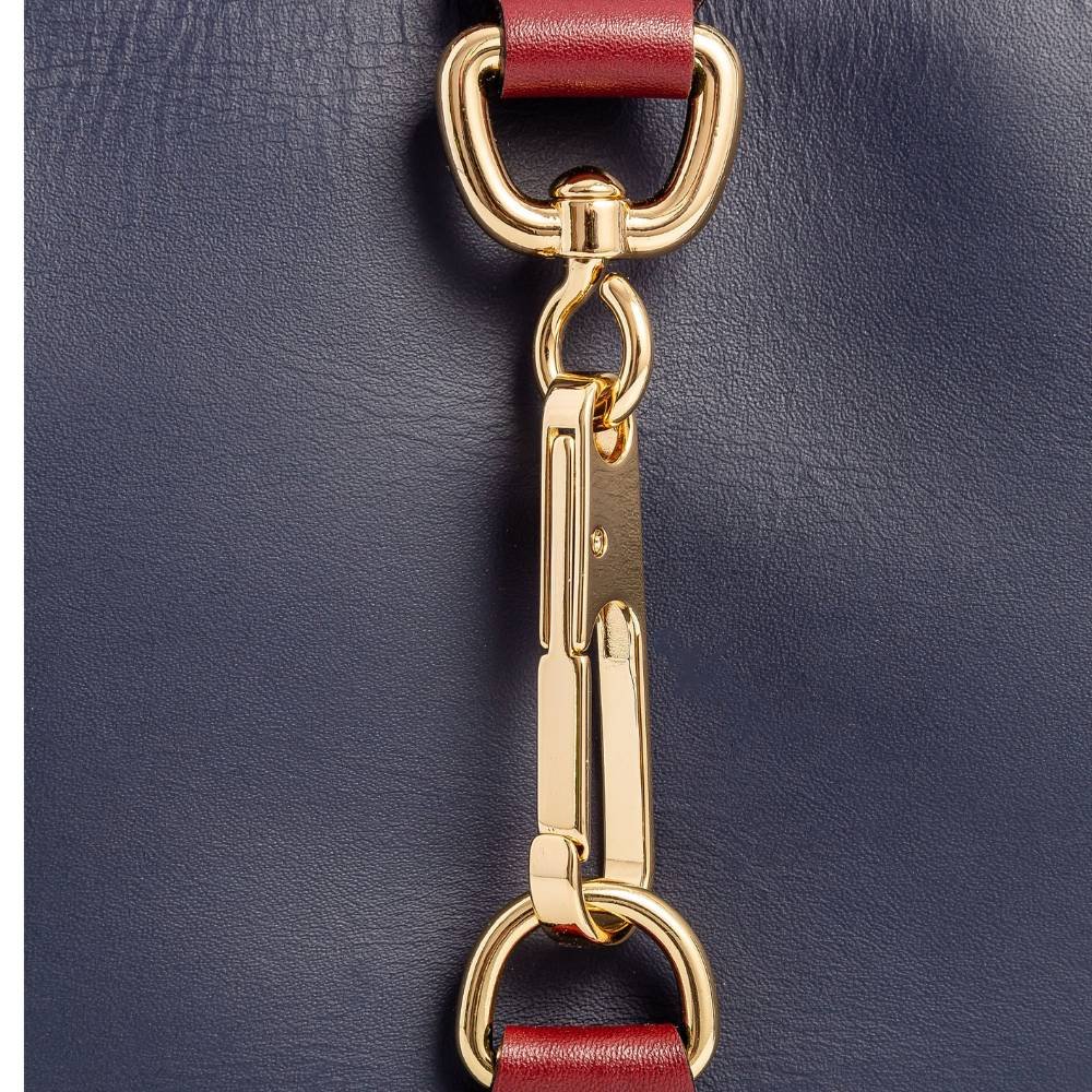 Bolsa Shoulder Leopoldine Vinho com Azul em Couro Legítimo Azul/Marrom 4