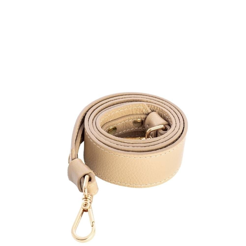 Bolsa Tiracolo Bege em Couro Legítimo Leopoldine com Bordado e Alça Removível Bege 3