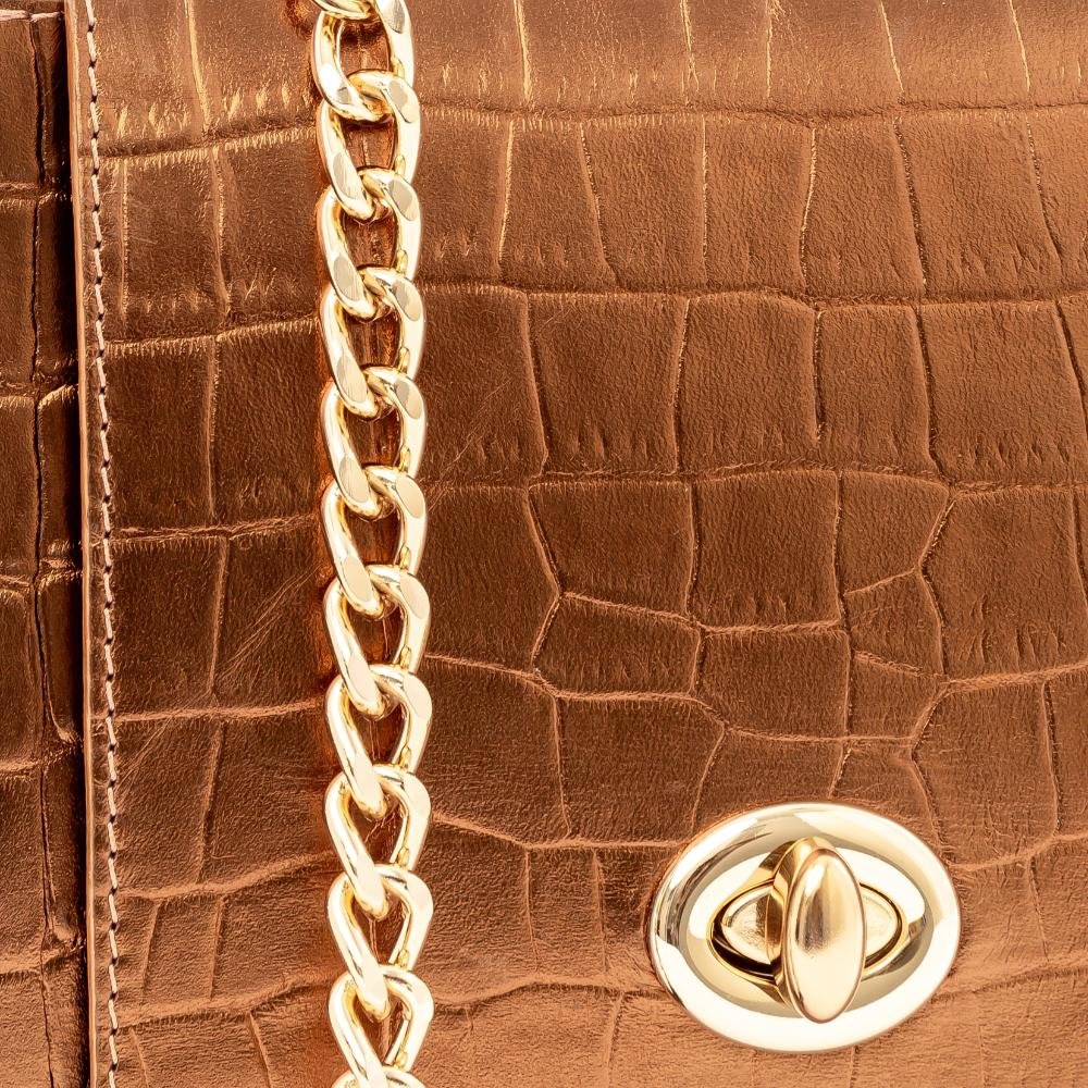 Bolsa de Mão Leopoldine Bronze em Couro Legítimo com Alça Tiracolo Removível Marrom 4