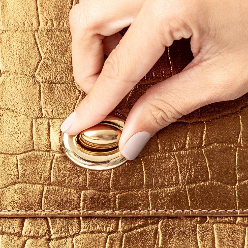 Bolsa de Mão Leopoldine Bronze em Couro Legítimo com Alça Tiracolo Removível Marrom 6