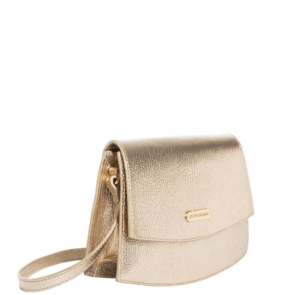 Bolsa Tiracolo Feminina de Couro legítimo Dourada Leopoldine Compacta Dourado 2