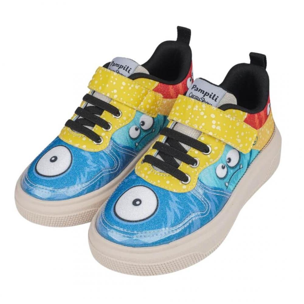 Tênis Infantil Menina Pampili 736.036 Xp 24 Chocomonstros Cacau Show Glitter Azul 2