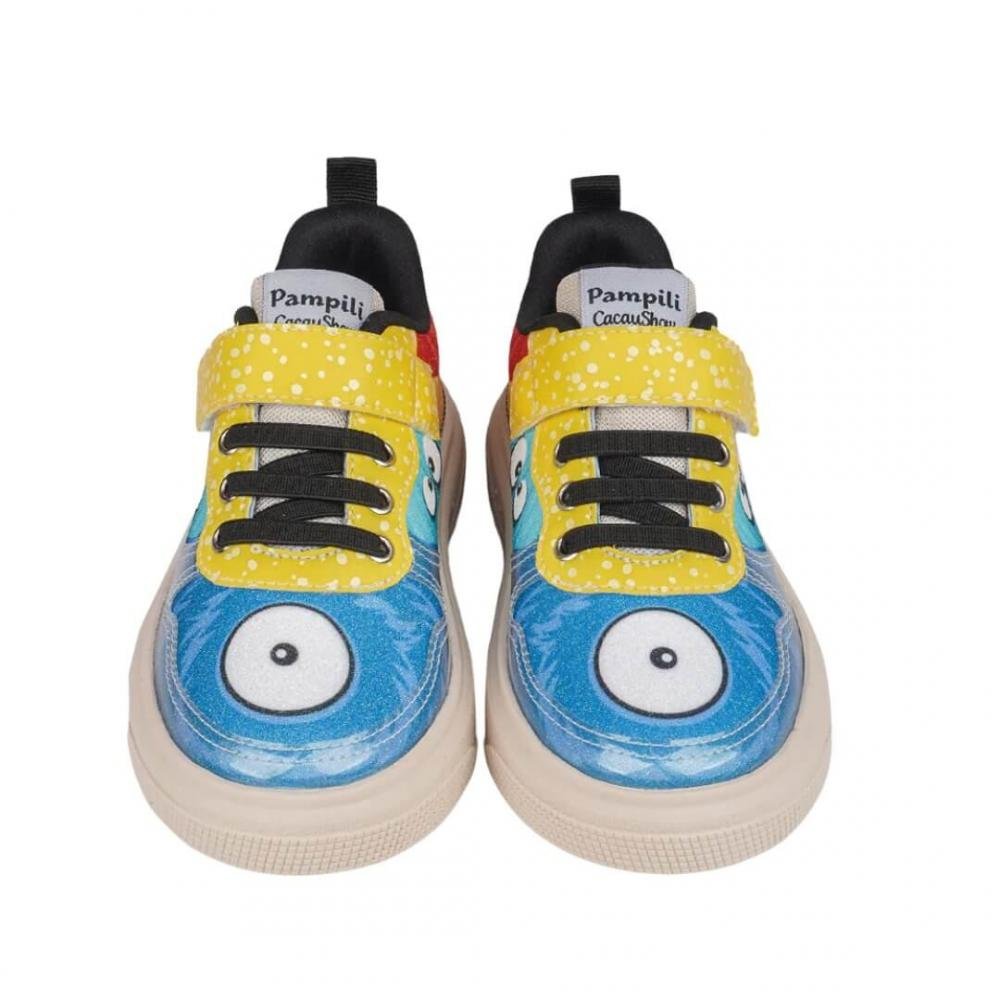 Tênis Infantil Menina Pampili 736.036 Xp 24 Chocomonstros Cacau Show Glitter Azul 4