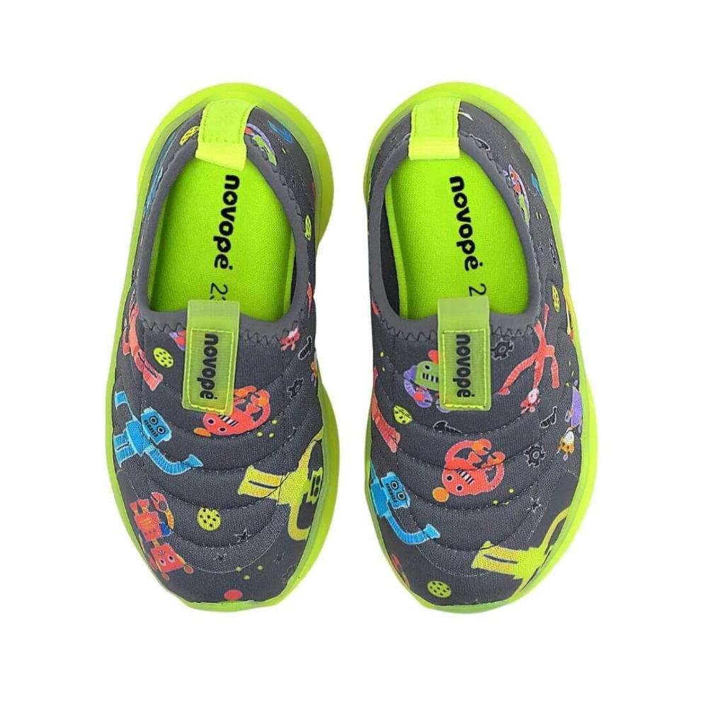 Tênis Infantil Menino Novopé 30001278 Led Fantasy Pipe Robozinho Cinza/Verde 3