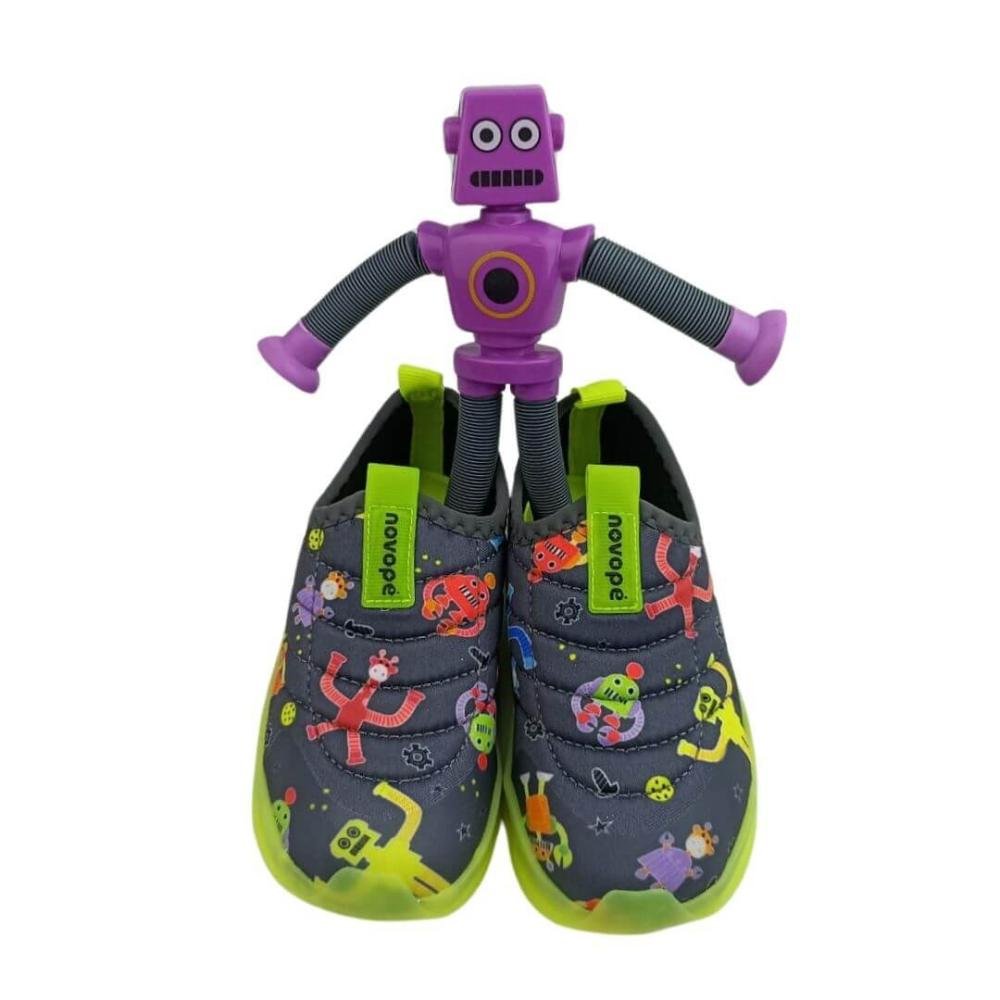 Tênis Infantil Menino Novopé 30001278 Led Fantasy Pipe Robozinho Cinza/Verde 4