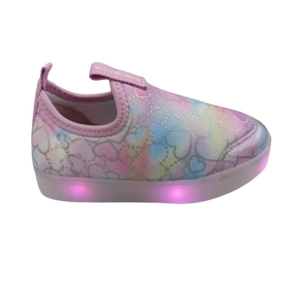 Tênis Infantil Menina Worldcolors 351.006 Luzinhas Rosa Rosa/Prata 3