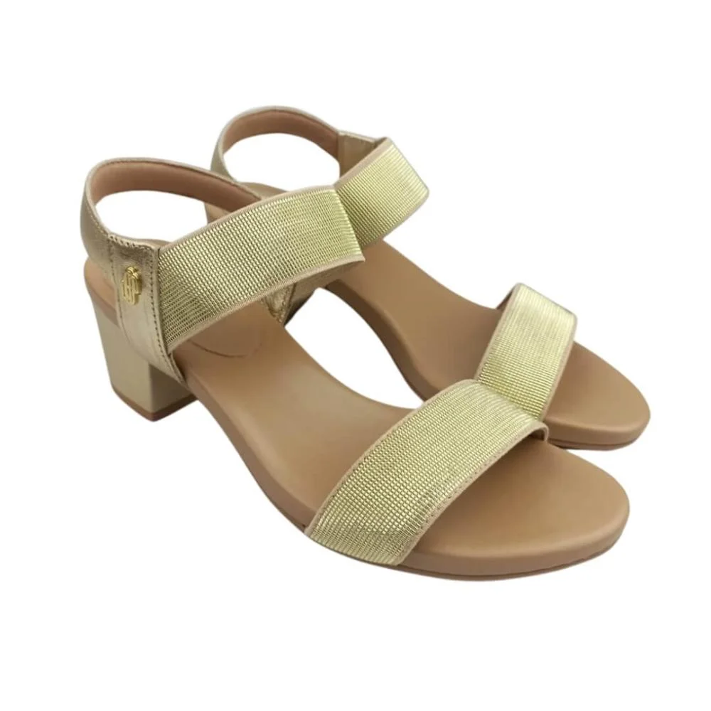 Sandália Feminina Usaflex Y820405 Salto Bloco Ouro Dourado 3