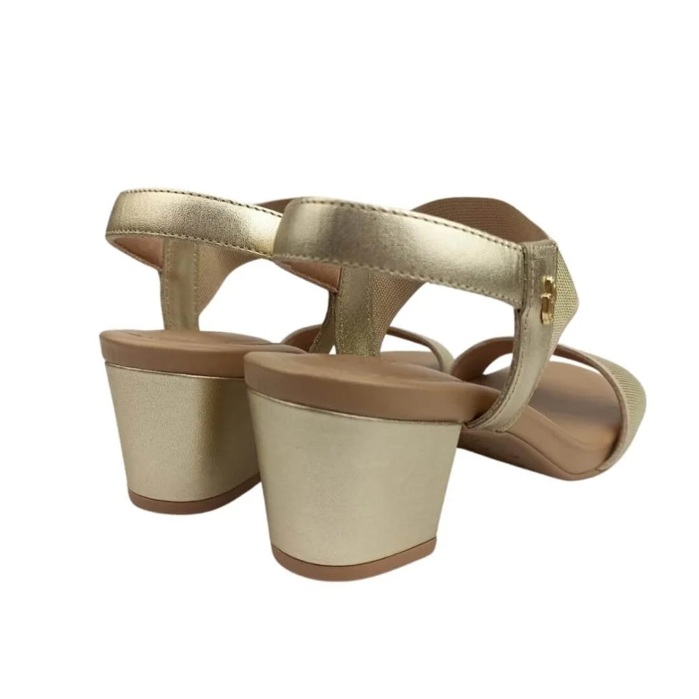 Sandália Feminina Usaflex Y820405 Salto Bloco Ouro Dourado 4